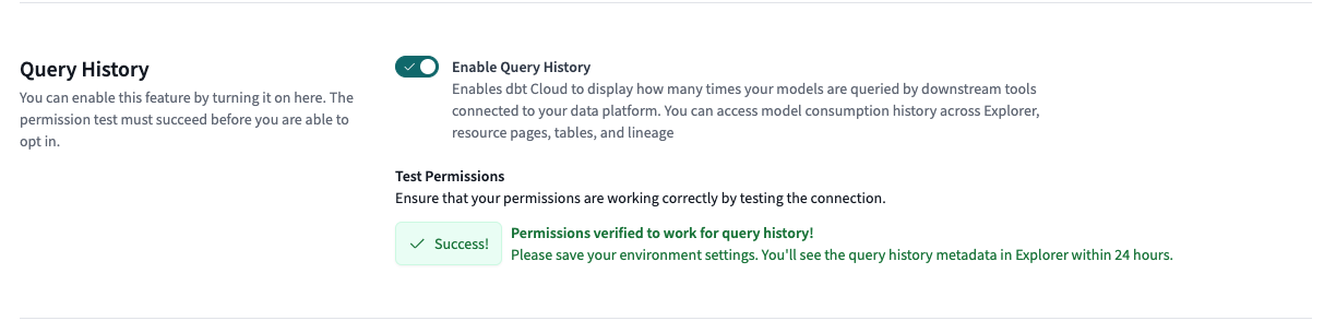 Example of permissions verified result after clicking Test Permissions. Example of permissions verified result after clicking Test Permissions.